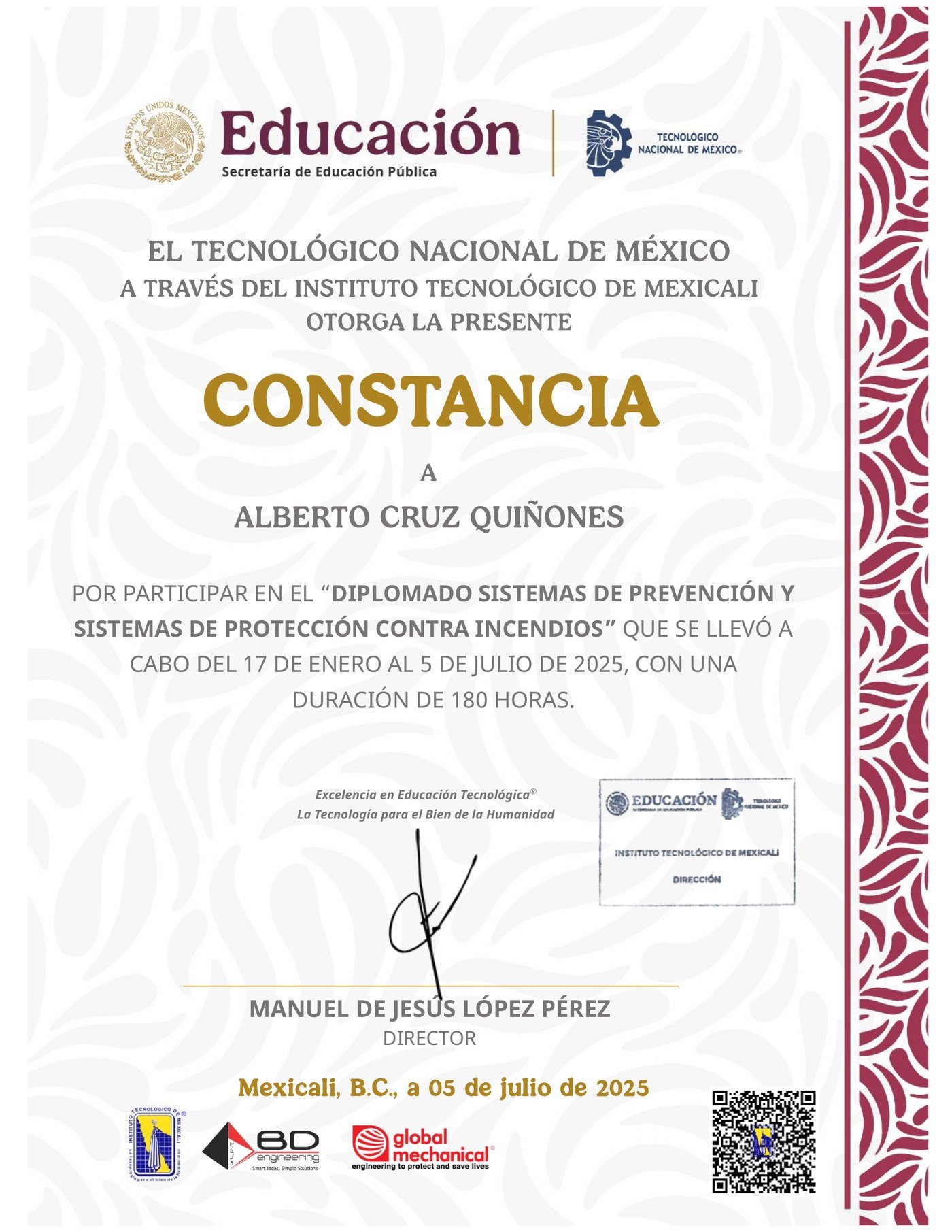 Diplomado PCI — Ing. Alberto Cruz Quiñones